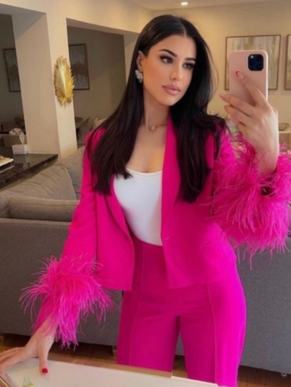 Zara cropped feather blazer pink size M - Picture 5 of 15